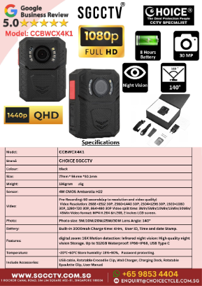 SGCCTV Body Worn Camera CCBWCX4K1 Industrial grade Security Officer Police Force Army Instructors Video Evidence Security System 1 SGCCTV Body Worn Camera CCBWCX4K1 Industrial grade Security Officer Police Force Army Instructors Video Evidence Security System