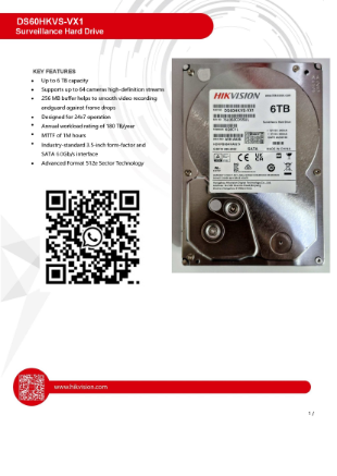 HIKVISION 6TB HARD DISK DS60HKVS-VX1