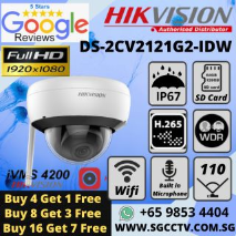 HIKVISION IPC Dome DS-2CV2121G2-IDW WIFI 2MP MIC Security System Singapore HIKVISION SERVICE Centre Sim Lim Square CCTV Store