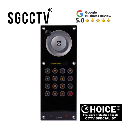 Zenitel TTEIV-1+ Video Intercom Durable black thermoplastic front plate with full numeric keypad, scroll/confirm/cancel keys built-in I/O for door