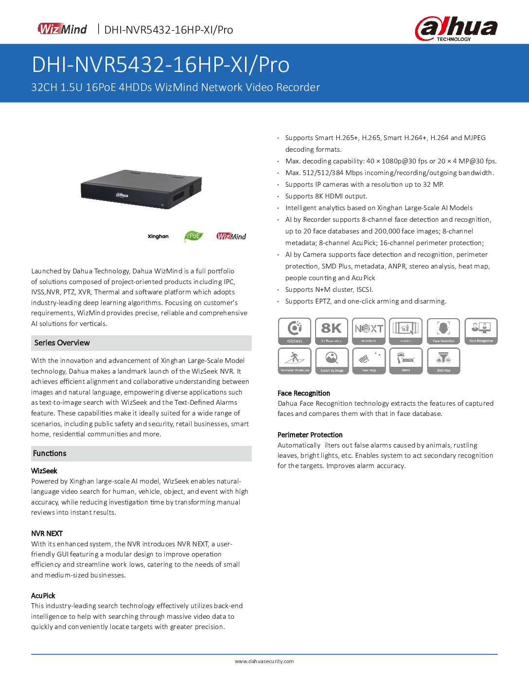 DAHUA NVR5432-16P-XI/Pro 32CH 16PoE 4HDDs WizMind Network Video Recorder AcuPick AI video search WizSeek AI Language video search 6 DAHUA NVR5432-16P-XI/Pro 32CH 16PoE 4HDDs WizMind Network Video Recorder AcuPick AI video search WizSeek AI Language video search - Image 6