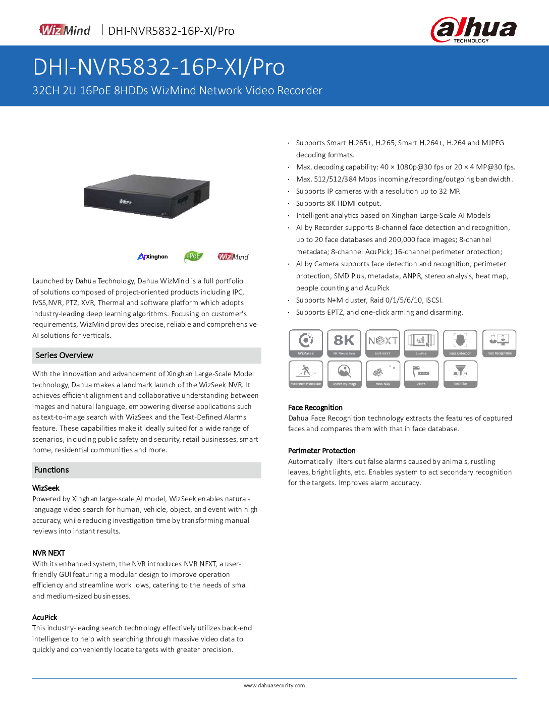DAHUA NVR5832-16P-XI/Pro 32CH 16PoE 8HDDs WizMind Network Video Recorder AcuPick AI video search WizSeek AI Language video search 6 DAHUA NVR5832-16P-XI/Pro 32CH 16PoE 8HDDs WizMind Network Video Recorder AcuPick AI video search WizSeek AI Language video search - Image 6