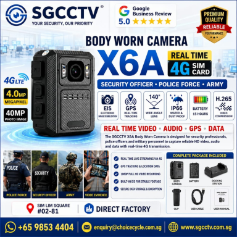 SGCCTV Body Worn Camera BWCX6A RTSP Real-Time Streaming Protocol 4G Sim Card Security Officer Police Video Evidence Security System