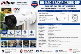 DAHUA DH-HAC-B2A21P-0280B-DIP 2MP HDCVI BULLET CAMERA IP67 Night Vision Outdoor CCTV Camera Singapore Dahua Security System 1 DAHUA DH-HAC-B2A21P-0280B-DIP 2MP HDCVI BULLET CAMERA IP67 Night Vision Outdoor CCTV Camera Singapore Dahua Security System