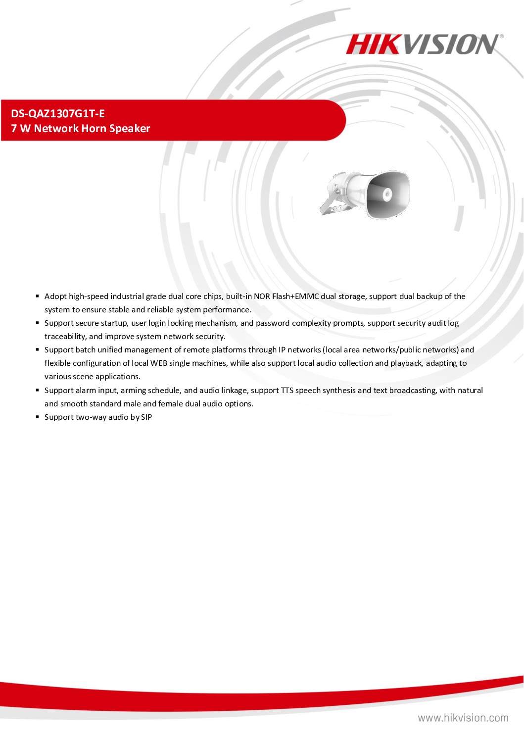 HIKVISION HORN SPEAKER DS-QAZ1307G1T-E IP POE Network Speaker 7W Built in Mic IP67 Ceiling Speaker Column Speaker Repair Replace 5 HIKVISION HORN SPEAKER DS-QAZ1307G1T-E IP POE Network Speaker 7W Built in Mic IP67 Ceiling Speaker Column Speaker Repair Replace - Image 5