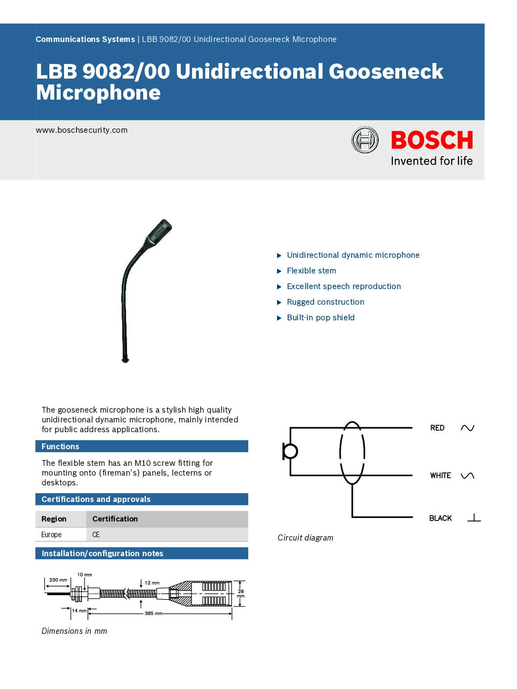 BOSCH LBB 9082/00 Microphone Unidirectional Gooseneck Professional Public Address PA SYSTEM Repair Horn Speaker Ceiling Speaker 8 BOSCH LBB 9082/00 Microphone Unidirectional Gooseneck Professional Public Address PA SYSTEM Repair Horn Speaker Ceiling Speaker - Image 8