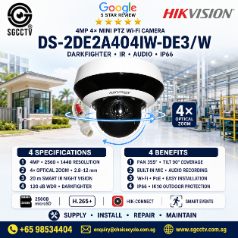 HIKVISION 4MP 4X PTZ DS-2DE2A404IW-DE3/W IR Pan Tilt Zoom Network Wi-Fi Camera Mini Dome Low Light DarkFighter IP66 AUDIO Mic 1 HIKVISION 4MP 4X PTZ DS-2DE2A404IW-DE3/W IR Pan Tilt Zoom Network Wi-Fi Camera Mini Dome Low Light DarkFighter IP66 AUDIO Mic