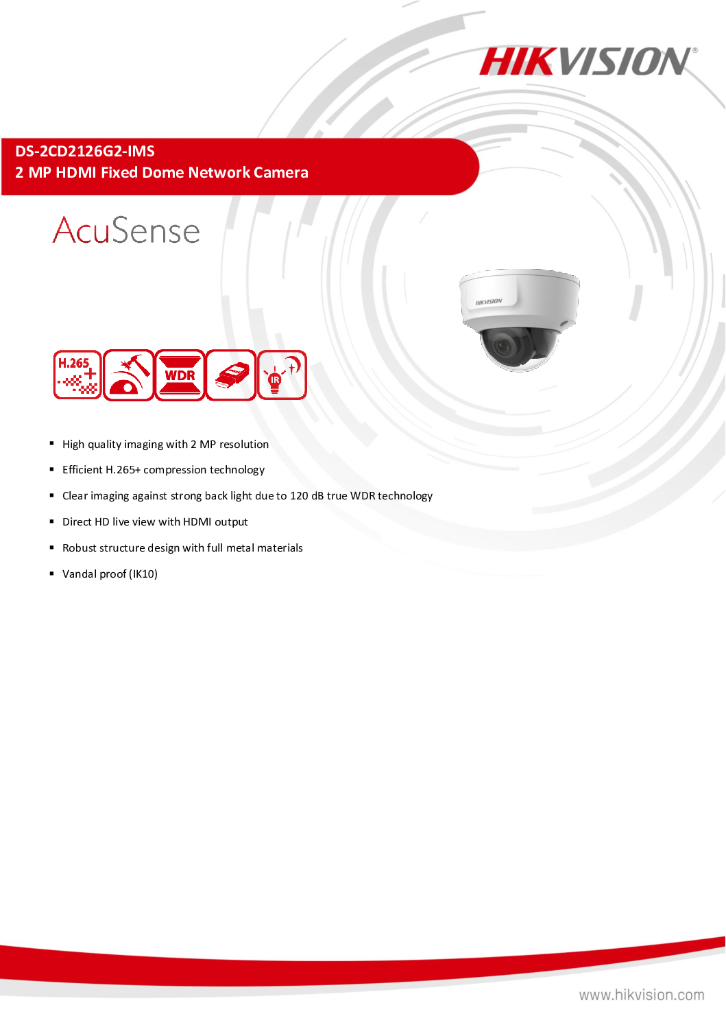 HIKVISION DS-2CD2126G2-IMS HDMI 2MP ACUSENSE VANDALPROOF POE DOME CAMERA Deep Learning Face Capture Perimeter Protect 6 HIKVISION DS-2CD2126G2-IMS HDMI 2MP ACUSENSE VANDALPROOF POE DOME CAMERA Deep Learning Face Capture Perimeter Protect - Image 6