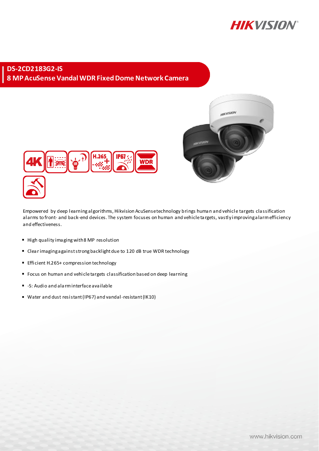 HIKVISION DS-2CD2183G2-I 8MP AcuSense Dome Camera Vandal WDR IP67 Weatherproof Vandal-proof IK10 CCTV Camera Repair 7 HIKVISION DS-2CD2183G2-I 8MP AcuSense Dome Camera Vandal WDR IP67 Weatherproof Vandal-proof IK10 CCTV Camera Repair - Image 7