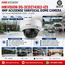 HIKVISION DS-2CD2743G2-IZS 4MP 2K AcuSense DEEP-LEARNING Motorized Varifocal Dome Network Camera CCTV Security Camera