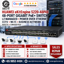 HUAWEI S220-48P4X 48-Port Gigabit PoE Switch Managed L2 Power Over Ethernet CCTV Security Camera Repair SGCCTV CHOICECYCLE