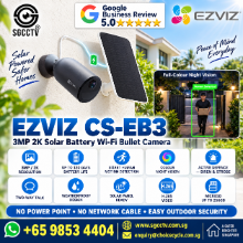 EZVIZ CS-EB3 Solar Battery WiFi Camera Wireless CCTV Outdoor Camera Color Night Vision Camera Wire Free CCTV SGCCTV EZVIZ Camera