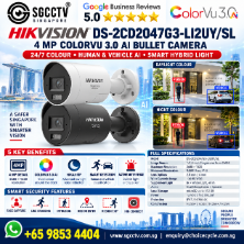 HIKVISION DS-2CD2047G3-LI2UY/SL 4MP BULLET HIKVISION ColorVu 3.0 ColorVu CCTV Camera HikAI ISP Camera AcuSense 3.0 Camera