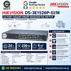 HIKVISION DS-3E1526P-EI/M Singapore Managed PoE Switch 24-Port Gigabit Surge Protection PoE transmission IP surveillance POE AP