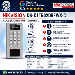 HIKVISION DS-K1T502DBFWX-C Door Access Singapore Fingerprint MIFARE DESFire PIN Bluetooth WiFi Video Intercom Access Control Terminal