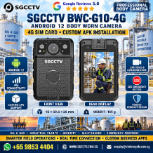 SGCCTV BWC-G10-4G Android 12 Body Worn Camera Singapore 4G SIM Custom APK, 2K Video GPS AES256 IP68 Mobile Security Camera